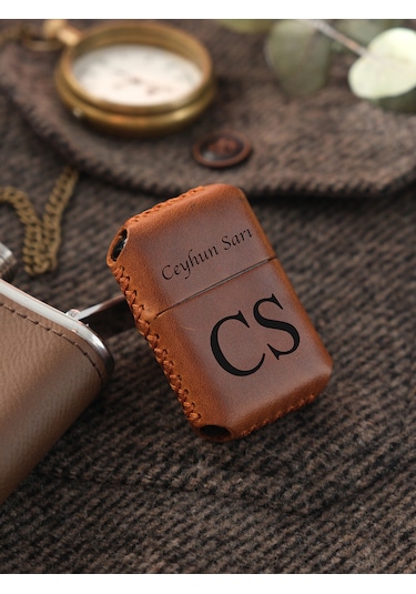 Vagave Taba Renk Hakiki Deri Kılıflı Zippo Benzinli Çakmak