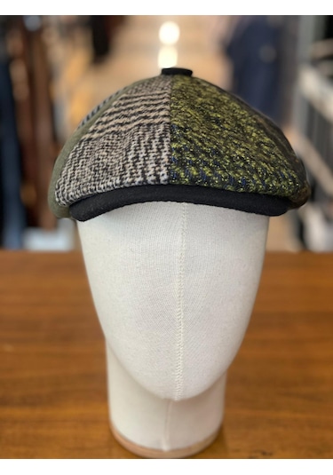 Hamze Peaky Blinders Tarz İngiliz Model Balıksırtı Desen Kaşe Kumaş Kasket Şapka Çok Renkli
