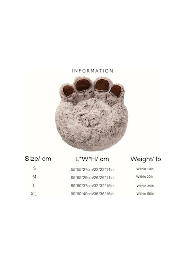 Gateesat Gri M 25.59inch Uzun Tüylü Yumuşak Sıcak Kedi Köpek Yatağı Kışlık Hediye