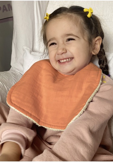 Pamuklu Sıvı Geçirmez Mama Önlüğü Bürümcük-havlu Çift Yönlü K-bej Bej - Kiremit