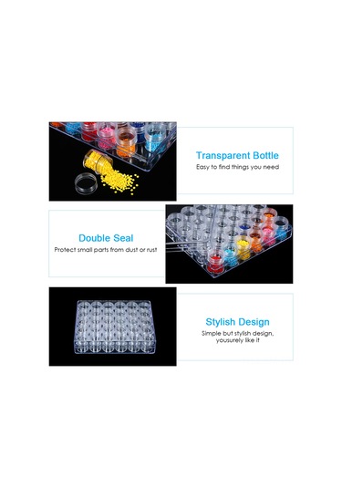 Ximistore9 30 Fıçıklı Şeffaf Depolama Kutusu - El Sanatları, Mücevher Ve Diamond Painting Aksesuarları İçin Ayrı Bölmeli Organizatör Şeffaf