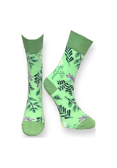 3'lü Unısex Doğa Temalı Kuş Ve Yaprak Tasarımlı Esnek Nem Alabilen Pamuklu Spor Soket Çoraplar Çok Renkli
