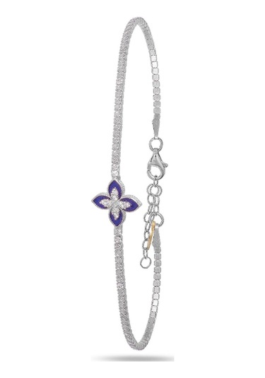 Brezza Lusso Jewelry Mineli Lusso Çiçeği Su Yolu Pırlanta Işıltılı Kadın Gümüş Bileklik