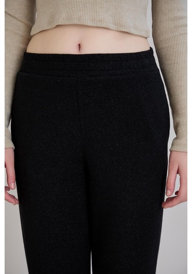 Sortie Collection Simli Örme Pantolon Siyah