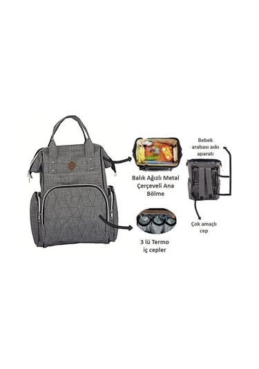 Bebek Taşıma Seti Portbebe & Anne Bebek Bakım Çantası Gri