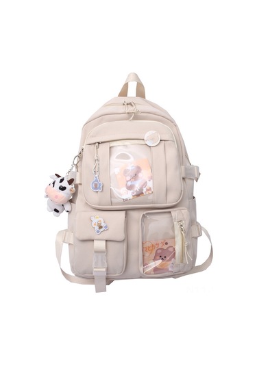 Vkemall Günlük Çıktılar İçin Hafif, Şeffaf Sırt Çantası - Outdoor Aktivite, Seyahat İçin Pratik Ve Dayanıklı - Beyaz + Rozet Takımı Beyaz