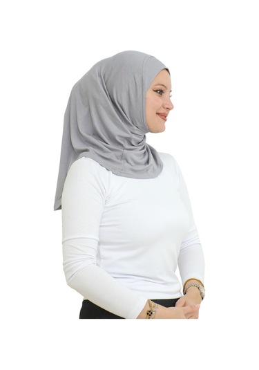Spor Başörtüsü Kadın Hazır Giyim Türban Viskon Eşarp Şal - Gri Gri