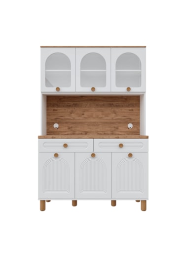 Rosa Kahve Köşesi - 140 Cm Mdf Mutfak Dolabı - Led Aydınlatmalı -