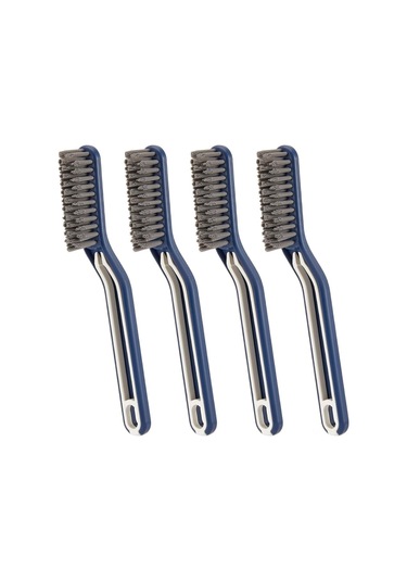 Teltree Mavi 4'lü Paket V-şekilli Zemin Aralığı Temizleme Fırçası, Çok Amaçlı Sert Tüylü, Kırıntı Toplama Klipsi İle Banyo-mutfak Temizliği Mavi