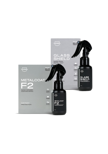 Nasiol-SET 25-Metalcoat F2 Araç Sprey Nano Seramik Kaplama ve Glasshield Nano Yağmur Kaydırıcı Sprey Seti