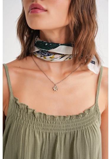 4740 Kadın Askılı Müslin Midi Elbise Çağla Çağla Yeşili