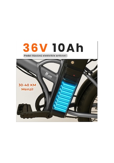 Roxform R-100 Elektrikli Katlanabilir Bisiklet 20 İnç Şehir Bisikleti Siyah