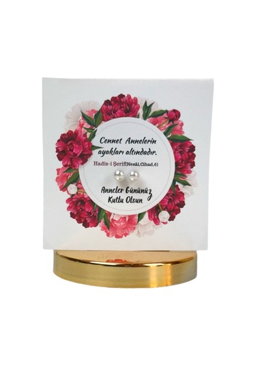 Anneler Günü Hediyesi Hadis-i Şerifli 100 Çift İnci Küpe Ve Kartları