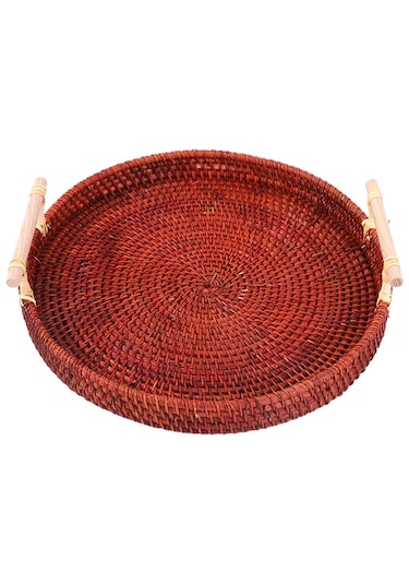 Suntek Gıda Meyve Tatlısı Depolama Için Dokuma Servis Tepsisi Koyu Kahverengi Küçük Koyu Kahverengi