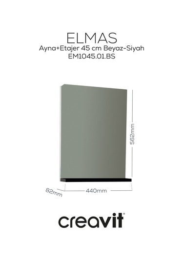 Creavit Elmas Ayna Ve Etajer 45 Cm Beyaz-siyah Beyaz - Siyah