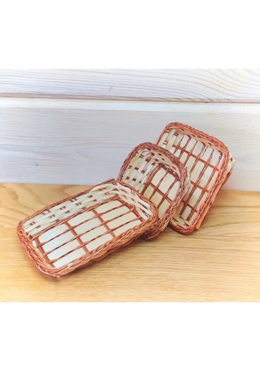 Nika&shop Örgü Sepet Ekmeklik Rattan 3'ü 1 Arada 152205847 Açık Kum Rengi