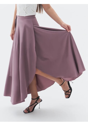 Kvarts47 Yazlık Esnek Oluklu Tozlu Gül Koyu Renkli Maxi Etek 164968986 Beyaz