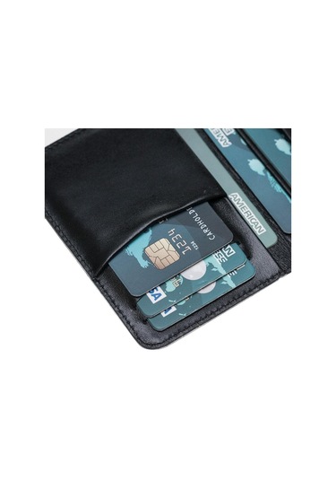 Bloomledger Cosmic Cosmos Hakiki Deri Bifold Cüzdan Siyah