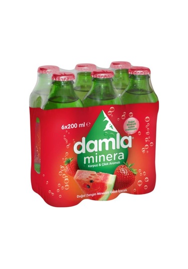 Damla Mineralli Karpuz Çilek Aromalı Maden Suyu 6 x 200 ML