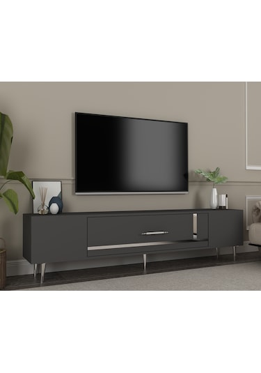 Şuşa Tv Sehpası Tv Ünitesi 150 Cm Antrasit Gümüş