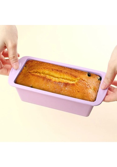 Kangvka Mini Dikdörtgen Silikon Kek Kalıbı - Evde Kullanıma Uygun, Direk Çıkarma Özelliği, Fırına Uygun, Isı Dayanıklı Pastırma Kalıbı Mor MOr
