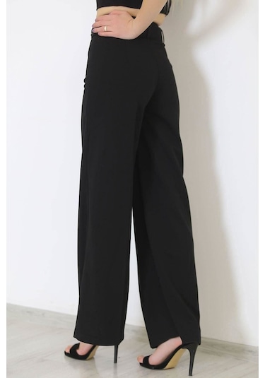 Bensu Store - Kemerli Palazzo Pantolon Siyah - 24194.683. 001