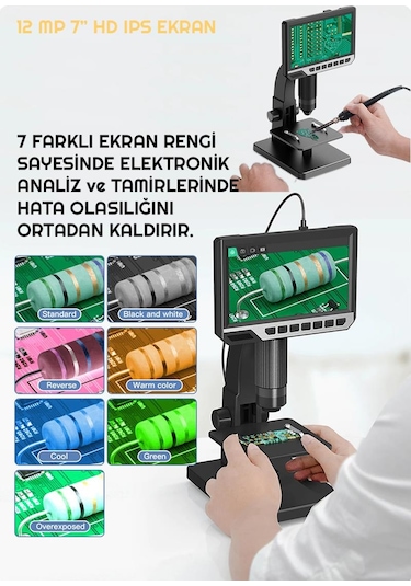 Exeo 12mp 2000x 7 İnch ips Ekran Dijital Mikroskop Şarjlı