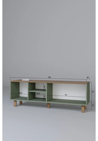Bohem Serisi Natura Yeşil Pvc Hasır Desen Tv Ünitesi Yeşil