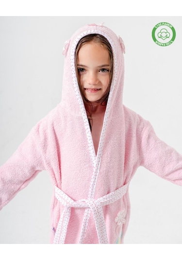 Çiçekli Bornoz Pembe Pembe