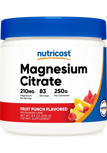 Nutricost Magnesium Citrate 210 Mg - 83 Servis - Fruit Punch Flavored