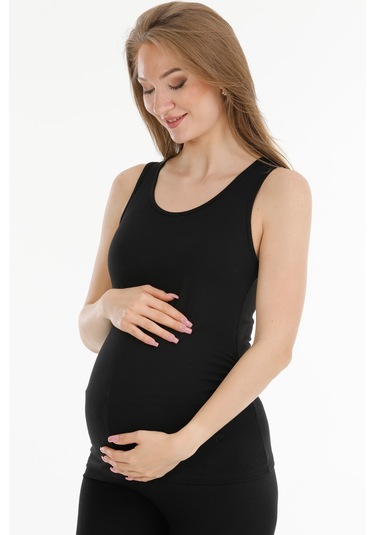Hamile Modal Atlet Kalın Askılı Siyah