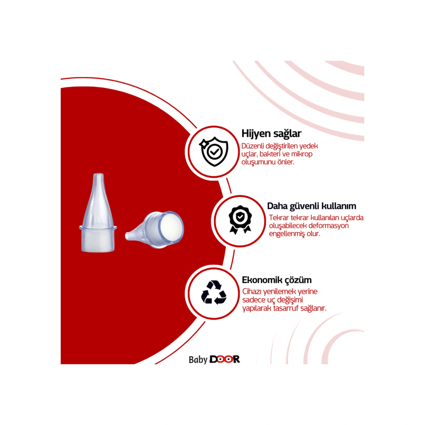 3'lü Paket Nasal Burun Aspiratöru Tek Kullanımlık Filtreli Yedek Uç 30 Adet 3pk 10