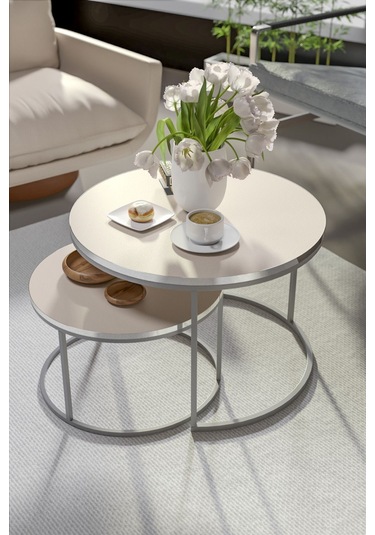 Orta Sehpa Ikili Lüx Specıal Gümüş Krem