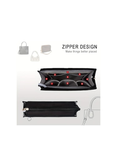 Fochsia S Gri Çok Cepli Dayanıklı Kadın Çantası Organizer İç Düzenleyici Saklama Torbası Ahşap