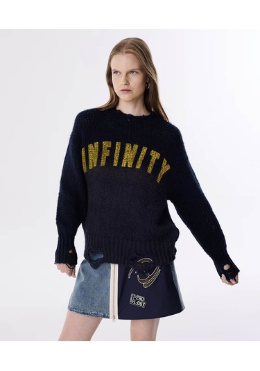 Twist Eskitme Efektli Lacivert Kadın Kazak Tw6250050265 Lacivert