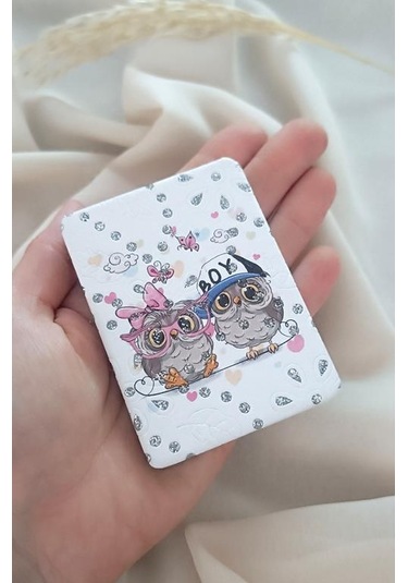 Ayna Cep Aynası Baykuş Model Makyaj Çanta Seyahat Taşınabilir El Aynası Çok Renkli