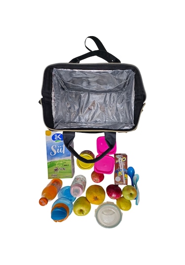 Anne Bebek Askılı Taşıma Çantası Isı Yalıtımlı Termal Yemek, Mama, Beslenme, Gıda Çantası Krem