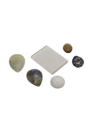 Kabaşon Kesim Kuvars Doğal Taş 24,1 Gram Lot 18 renkli