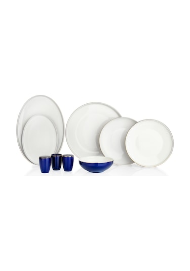 Schafer Adel Navy Blue Yemek Takımı-56 Parça-lacivert