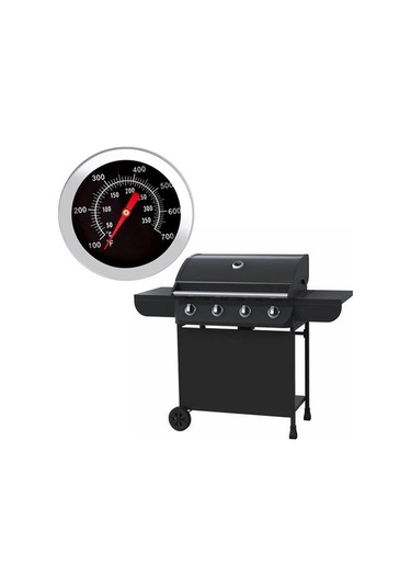 Ganzhoushop Termometre Sıcaklık Paslanmaz Ölçüm Izgara Fırın Çelik Barbekü Barbekü Aleti Fi
