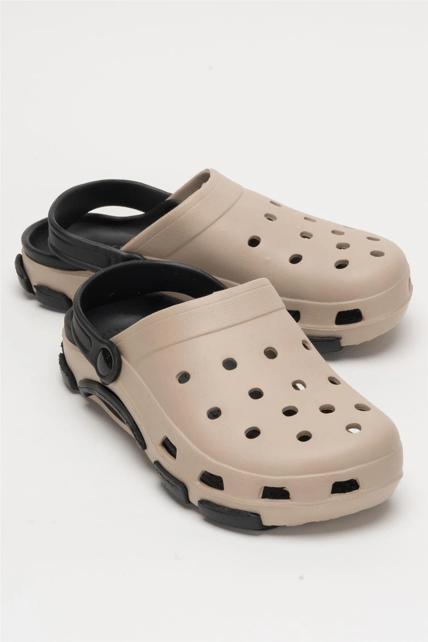 Unisex Çift Tabanlı Ortopedik Hemşire Doktor Aşçı Laboratuvar Deniz Havuz Terliği Sandalet Bej - Siyah Bej - Siyah