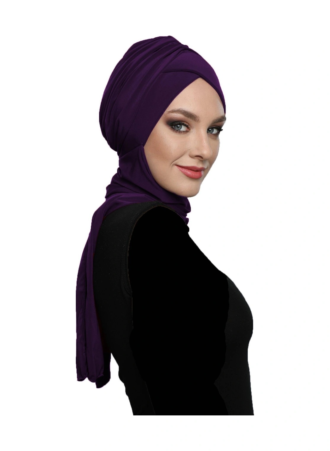 Kardelen Atkılı Astarlı Mor Hazır Türban Tesettür Havuz Ve Dış Bone Mor
