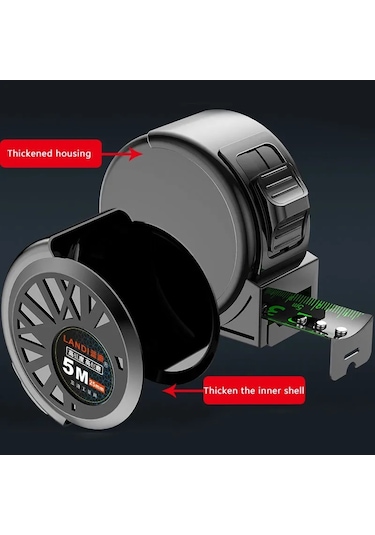 Floresan 5mx25mm-kalınlaştırılmış Paslanmaz Çelik Mezura Naylon Su Geçirmez Aşınmaya Dayanıklı Çelik Mezura Yüksek Hassasiyetli Ölçüm Çelik Bant