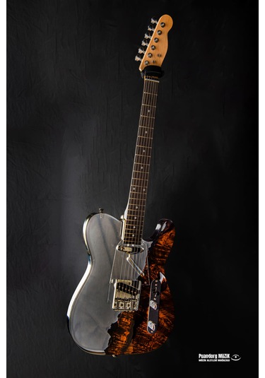 Elektro Gitar Custom Epoksi & Yıllanmış Ağaç Kişiye Özel Beyaz - Siyah