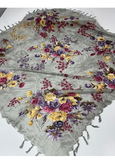 Sökme Boncuklu Pamuk Yazma - 05650 Gri