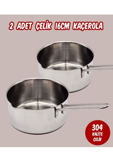 Steel&More Çelik 2 Li Kaçerola Sosluk Sütlük 16cm Gri