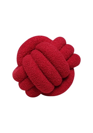 Düğümlü Top Atmak Yastık Kuzu Yün Rulo Kanepe Atmak Yastık 22cm-9 Ekru