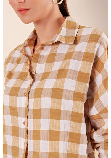 Bigdart 3900 Oversize Uzun Basic Gömlek - Vizon 001