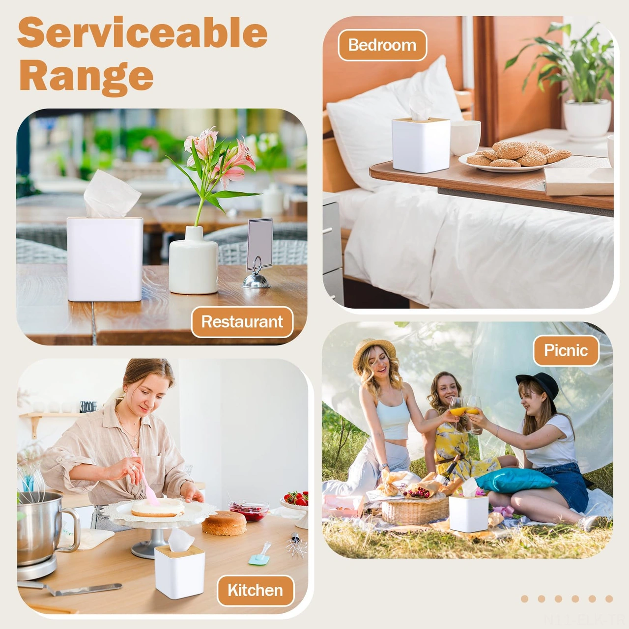 Xindoker Beyaz Bambü Havlu Kutusu Kapağı Kare 2 Adet - Banyo, Yatak Odası, Ofis İçin Elegant Organizer Beyaz