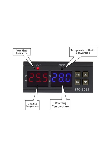 Moveevo Stc-3018 Dijital Sıcaklık Kontrol Cihazı, Ntc Sensörlü, -55 C 120 C Aralığı, 110-220v, Abs Malzeme
